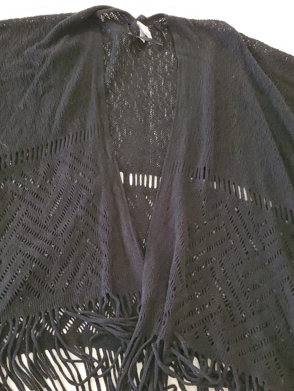Sonoma Open Knit Fringe Cardigan Sweater - Black